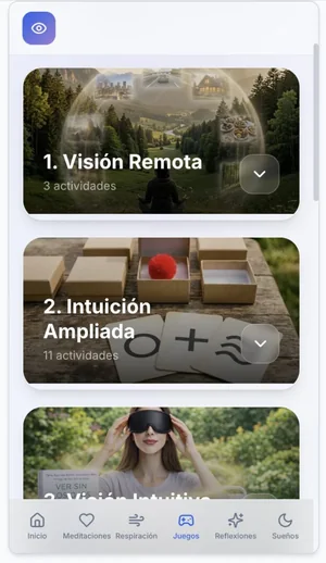 Pantalla de juegos con Visión Remota e Intuición Ampliada