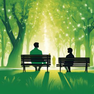 Dos personas conectadas mentalmente, como imagen de la telepatía y la percepción compartida
